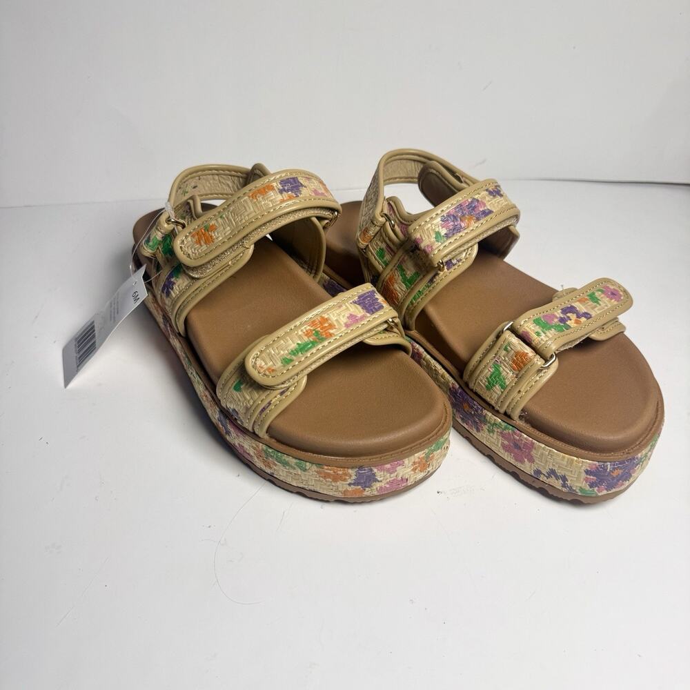 Sugar Havanna Sandals 6M Natural Multi Woven Platform Strap Casual NWT